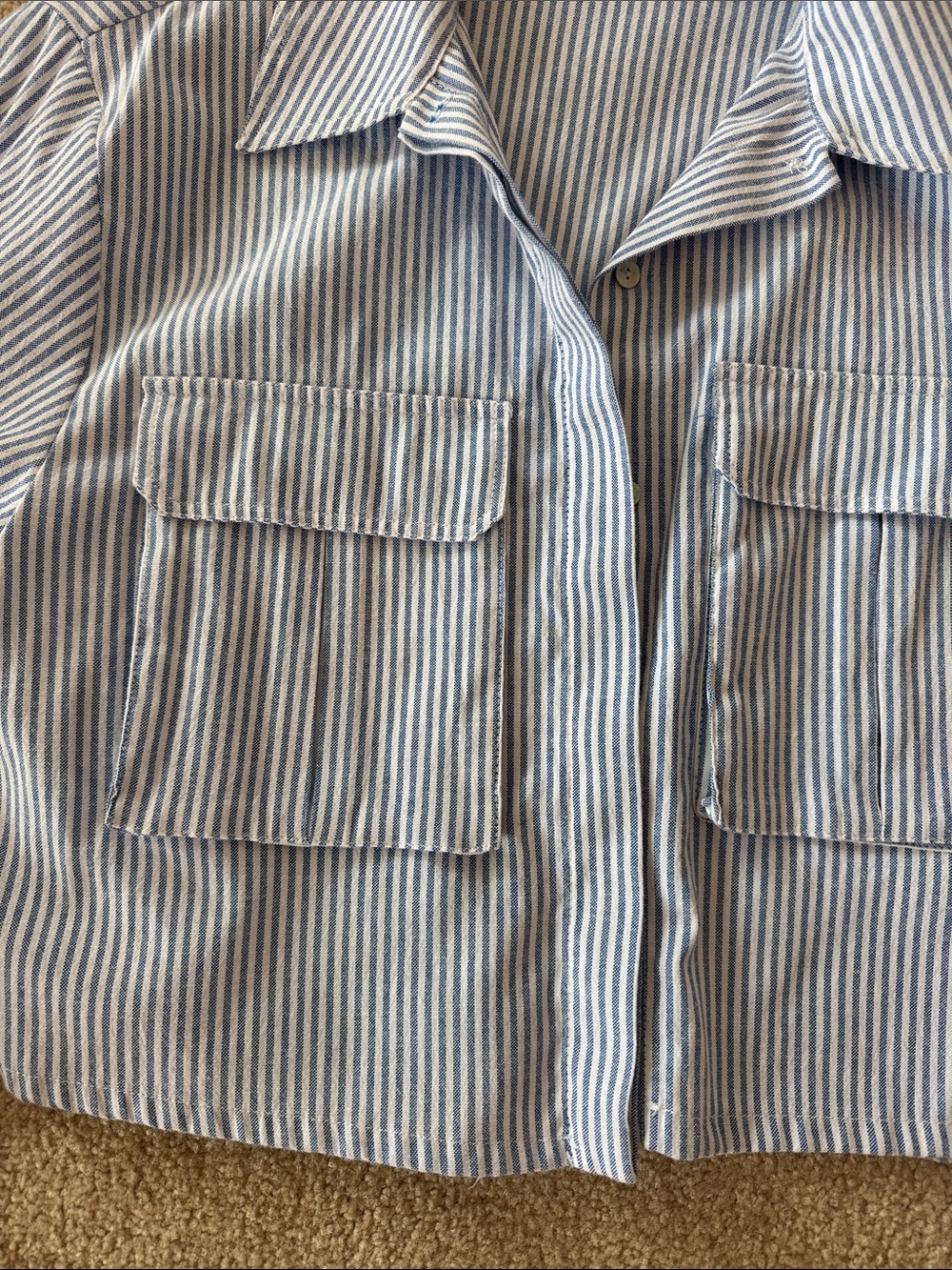 Zara Blue & White Striped Utility Jacket - Picture 4 of 4